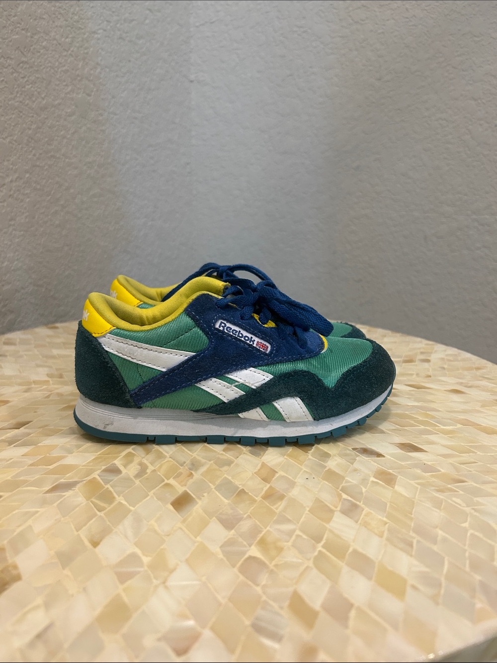 Reebok Kids Green, Navy & Yellow Retro Runner